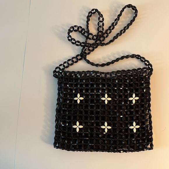 Vintage beaded bag, black and white - Picture 2 of 5